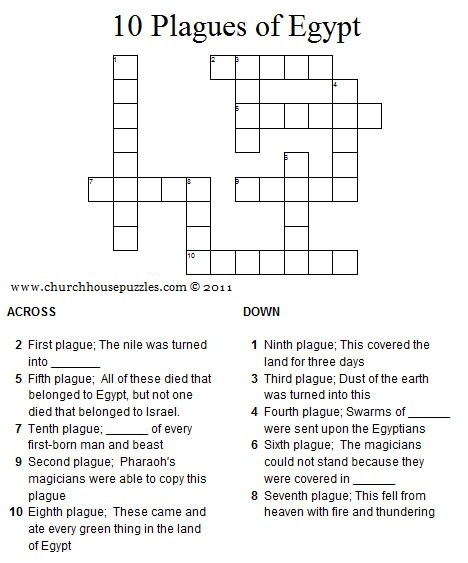 Ten Plagues of Egypt Crossword Puzzle